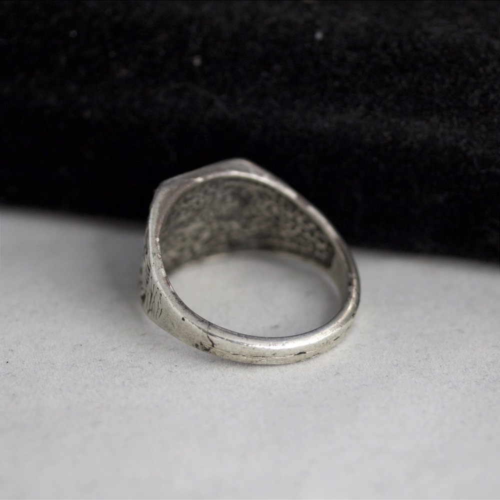 Vintage Sterling Silver 925 Eagle Signet Ring Size 12.5 Soaring Bird Nature Scen - Picture 6 of 9